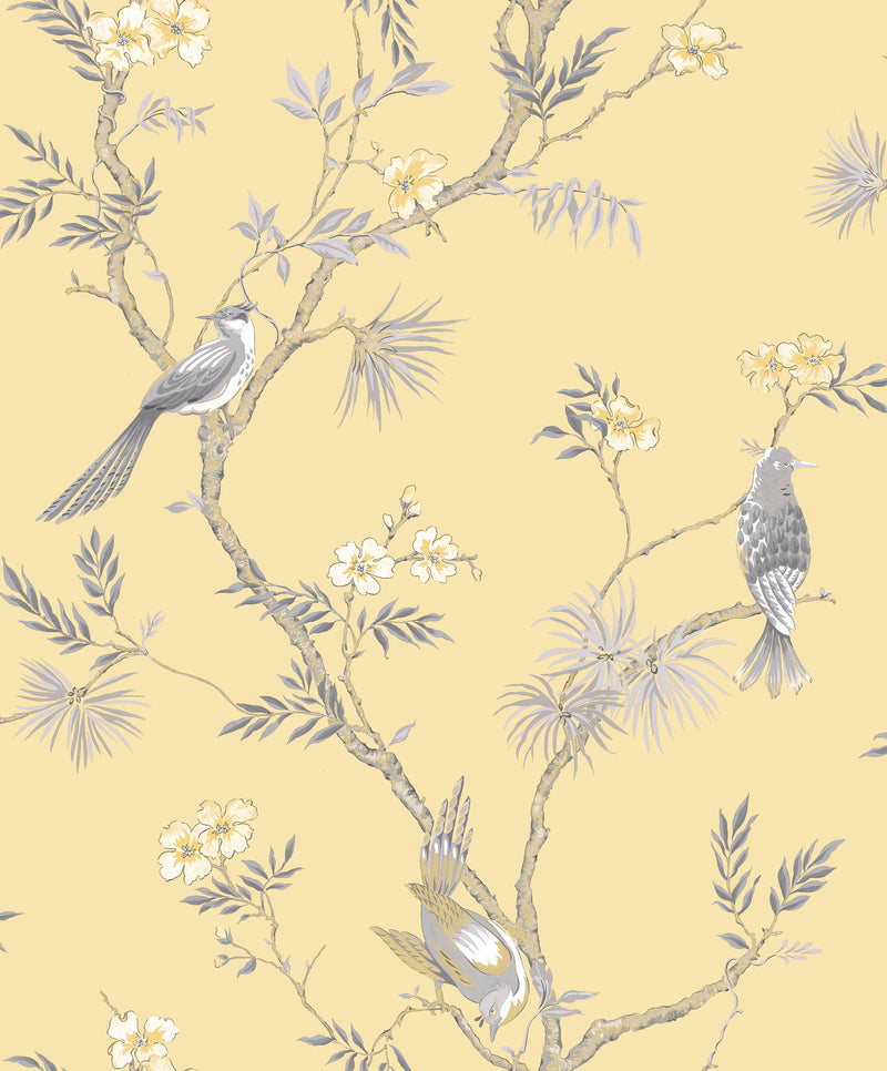 media image for Classic Bird Trail Yellow Wallpaper from the Secret Garden Collection by Galerie Wallcoverings 23