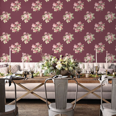 product image for Classic Bouquet Cranberry Wallpaper from the Secret Garden Collection by Galerie Wallcoverings 6
