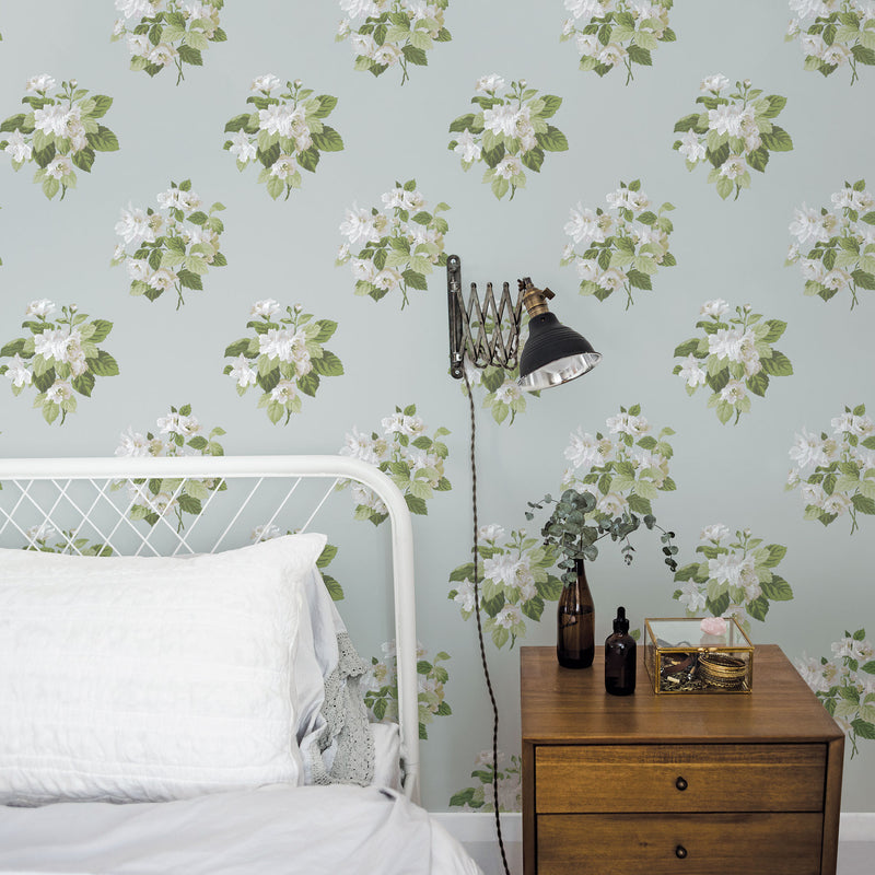 media image for Classic Bouquet Duck Egg Wallpaper from the Secret Garden Collection by Galerie Wallcoverings 251