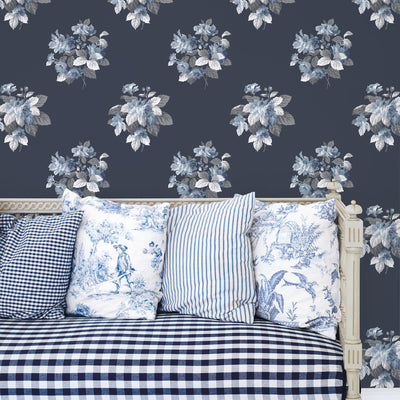 product image for Classic Bouquet Navy Wallpaper from the Secret Garden Collection by Galerie Wallcoverings 25