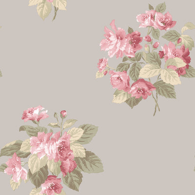 product image of Classic Bouquet Taupe/Raspberry Wallpaper from the Secret Garden Collection by Galerie Wallcoverings 544