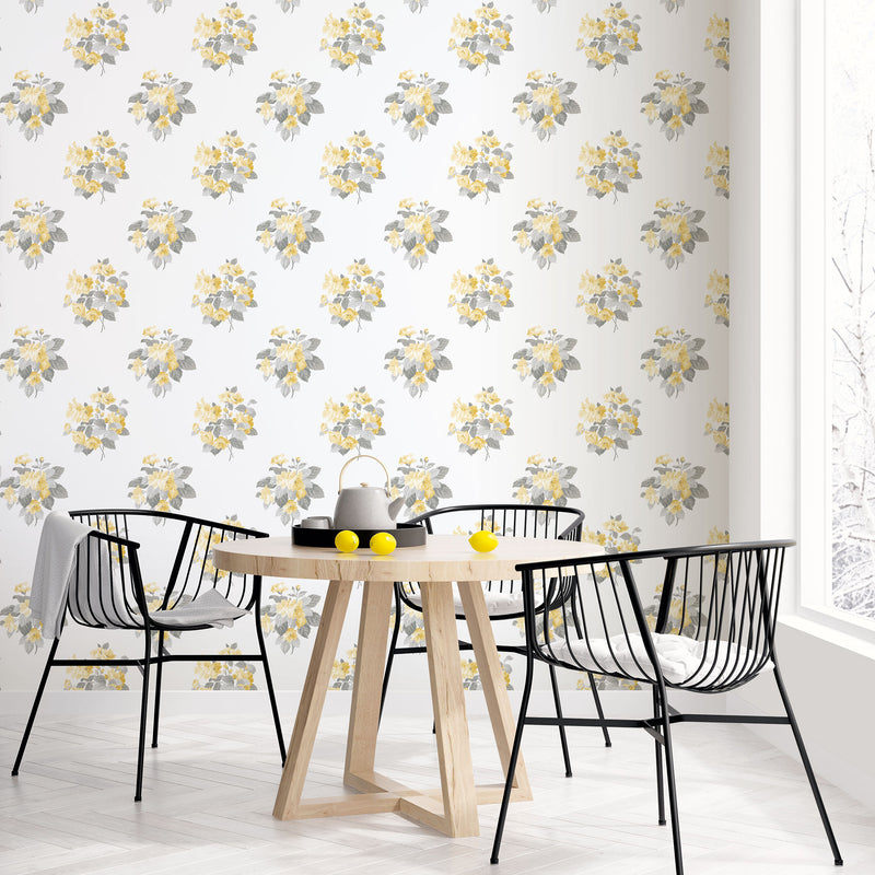 media image for Classic Bouquet Yellow Wallpaper from the Secret Garden Collection by Galerie Wallcoverings 235