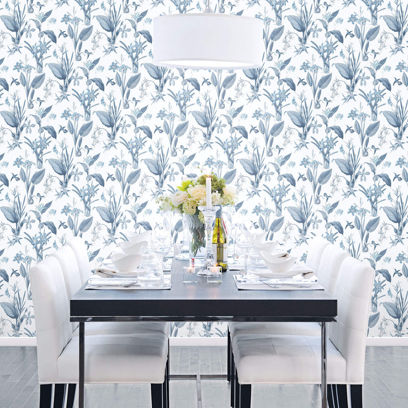 media image for Cottage Botanical Blue Wallpaper from the Secret Garden Collection by Galerie Wallcoverings 239