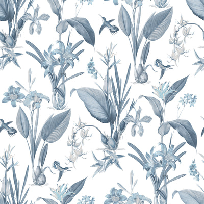 product image of sample cottage botanical blue wallpaper from the secret garden collection by galerie wallcoverings 1 50