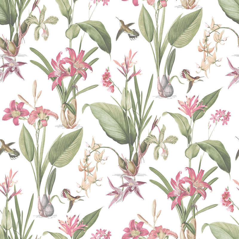 media image for sample cottage botanical pink wallpaper from the secret garden collection by galerie wallcoverings 1 259