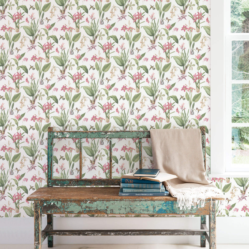 media image for Cottage Botanical Pink Wallpaper from the Secret Garden Collection by Galerie Wallcoverings 248