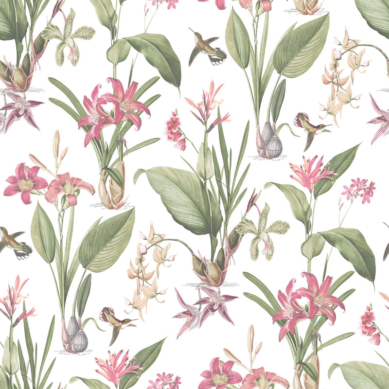 media image for Cottage Botanical Pink Wallpaper from the Secret Garden Collection by Galerie Wallcoverings 297