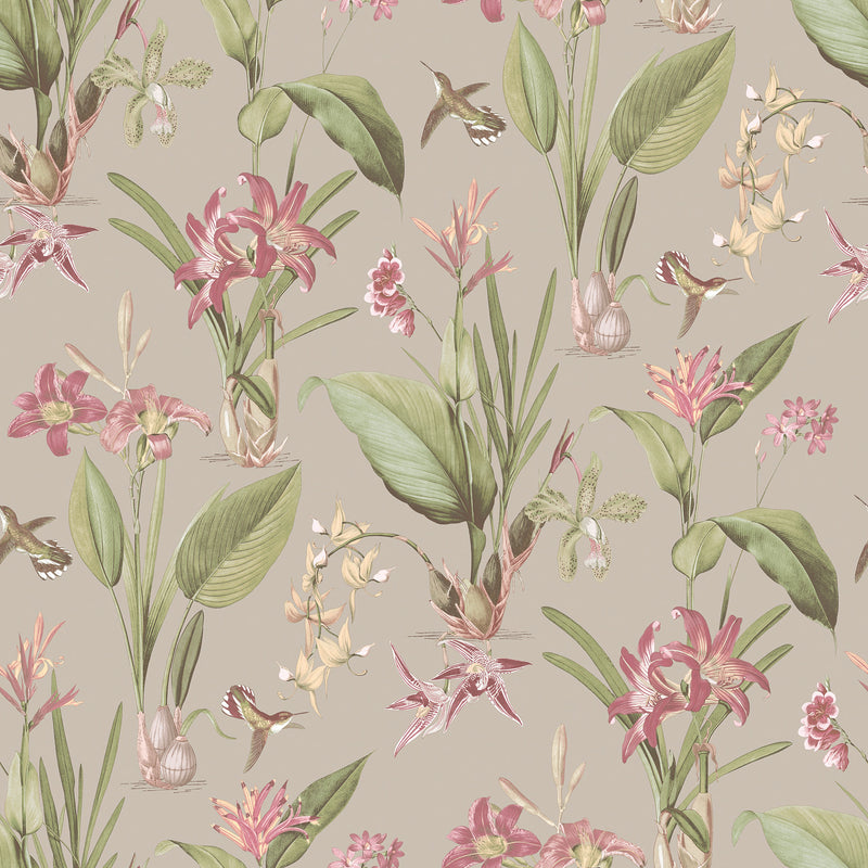 media image for Cottage Botanical Taupe Wallpaper from the Secret Garden Collection by Galerie Wallcoverings 213