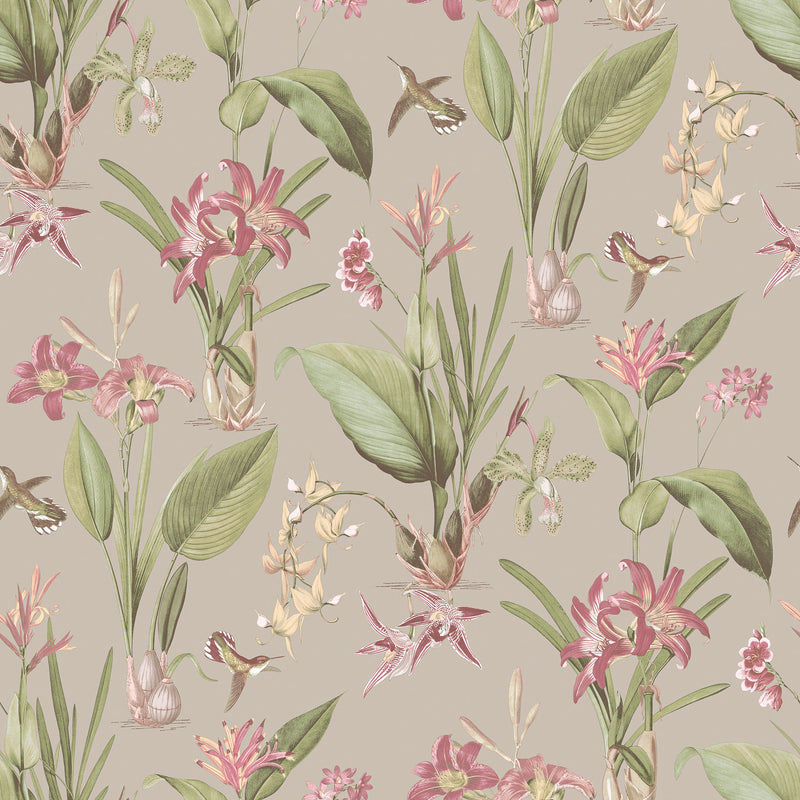 media image for Cottage Botanical Taupe Wallpaper from the Secret Garden Collection by Galerie Wallcoverings 214