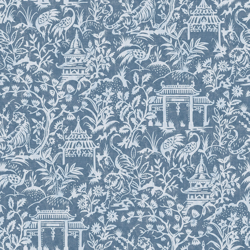 media image for sample garden toile blue wallpaper from the secret garden collection by galerie wallcoverings 1 265