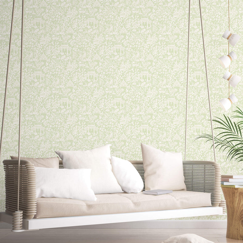 media image for Garden Toile Green Wallpaper from the Secret Garden Collection by Galerie Wallcoverings 25