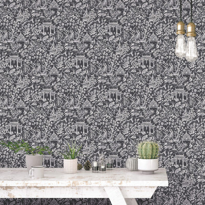 product image for Garden Toile Black Wallpaper from the Secret Garden Collection by Galerie Wallcoverings 91