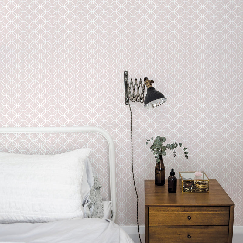 media image for Trellis Negative Dusty Pink Wallpaper from the Secret Garden Collection by Galerie Wallcoverings 251