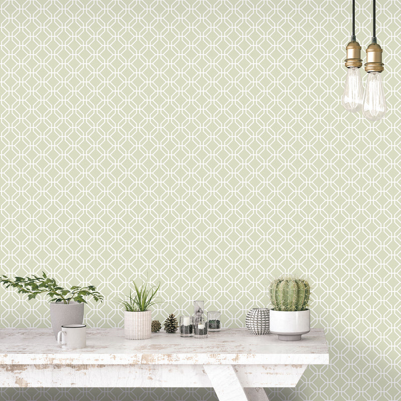 media image for Trellis Negative Sage Green Wallpaper from the Secret Garden Collection by Galerie Wallcoverings 225