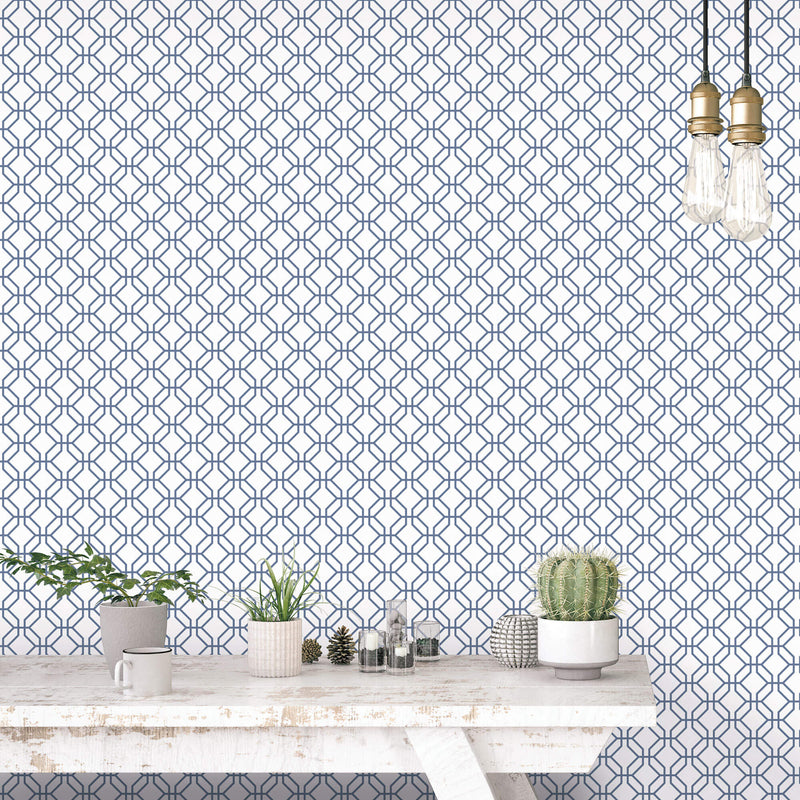 media image for Trellis Positive Blue Wallpaper from the Secret Garden Collection by Galerie Wallcoverings 280