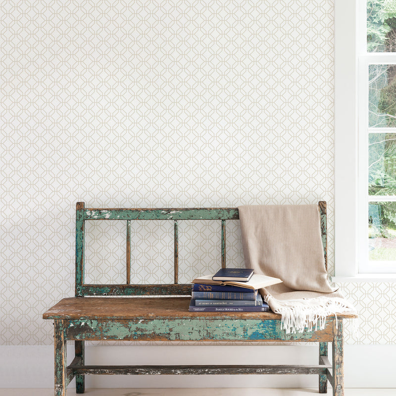 media image for Trellis Positive Taupe Wallpaper from the Secret Garden Collection by Galerie Wallcoverings 279