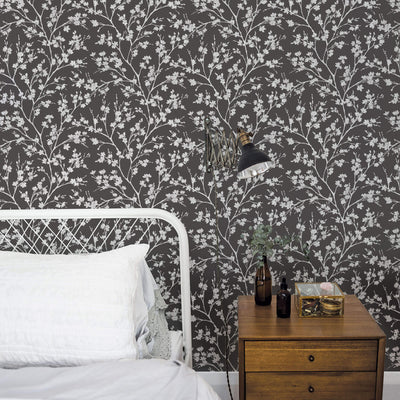 product image for Wispy Branches Black Wallpaper from the Secret Garden Collection by Galerie Wallcoverings 16