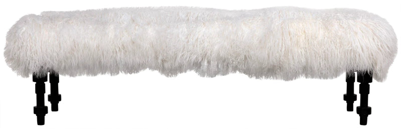 media image for coco bench w lamb fur in hand rubbed black design by noir 1 252