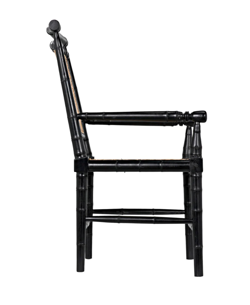 media image for colonial bamboo arm chair in hand rubbed black design by noir 3 246