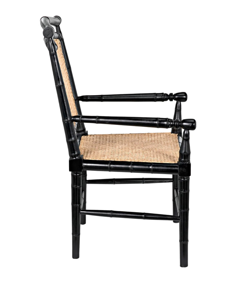 media image for colonial bamboo arm chair in hand rubbed black design by noir 4 265