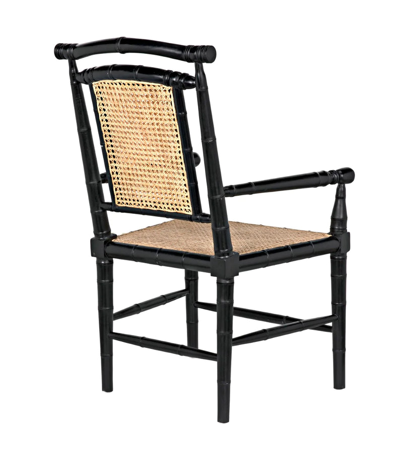 media image for colonial bamboo arm chair in hand rubbed black design by noir 5 299