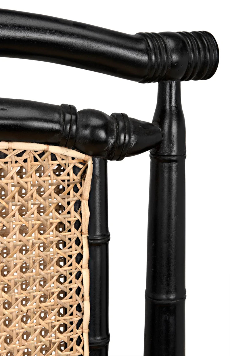 media image for colonial bamboo side chair in hand rubbed black design by noir 12 273