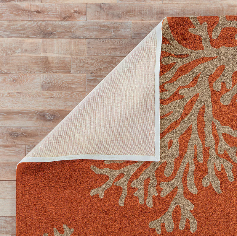 media image for Bough Out Indoor/ Outdoor Floral Orange & Taupe Area Rug 24