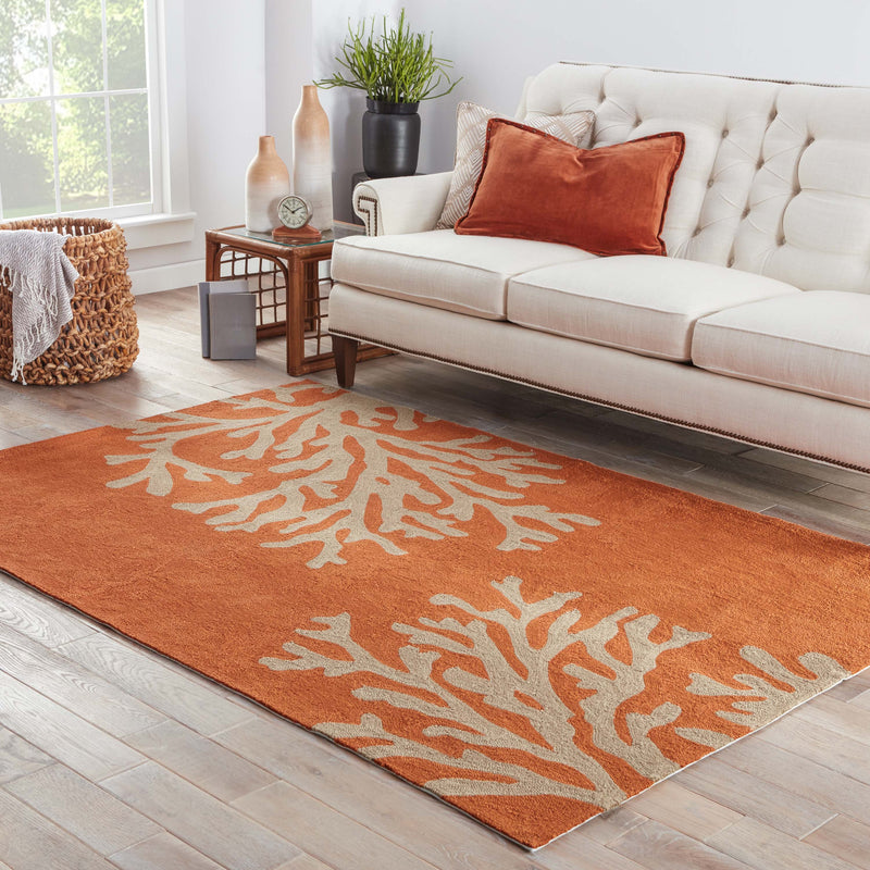 media image for Bough Out Indoor/ Outdoor Floral Orange & Taupe Area Rug 283