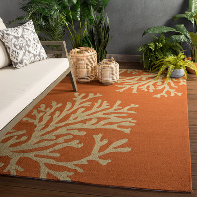 product image for Bough Out Indoor/ Outdoor Floral Orange & Taupe Area Rug 18