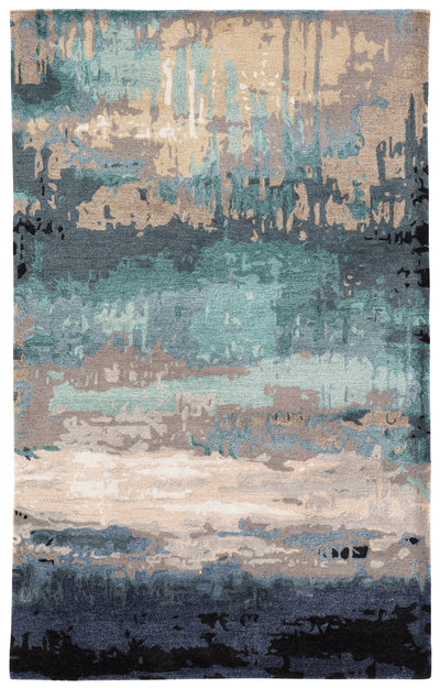 product image of benna abstract rug in mood indigo green milieu design by jaipur 1 582