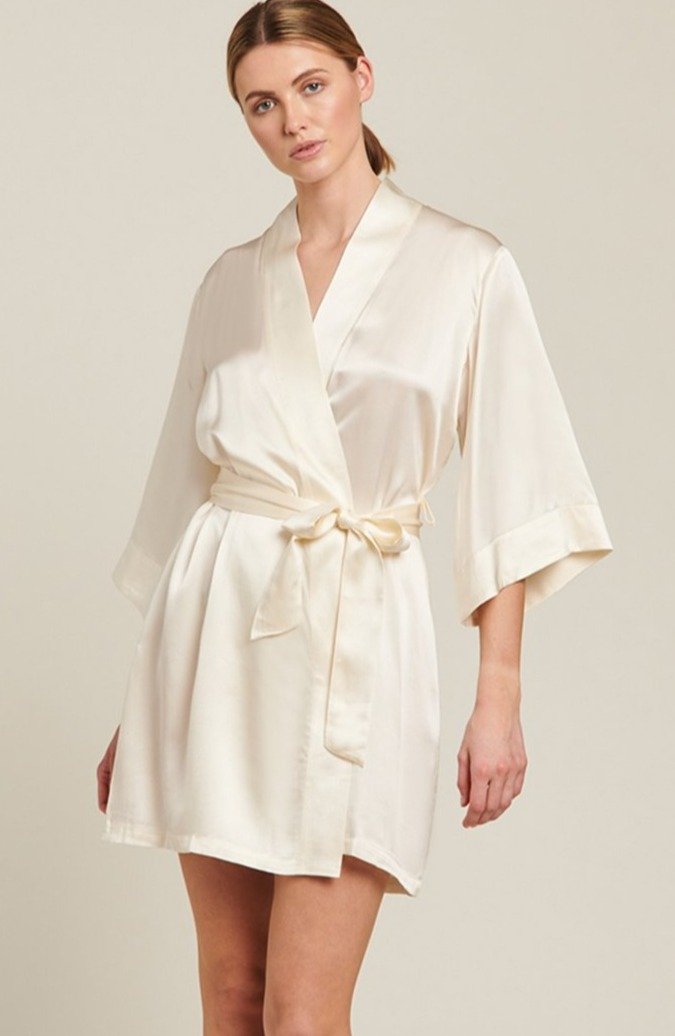 Shop Silk Wrap Gown - Creme | Burke Decor