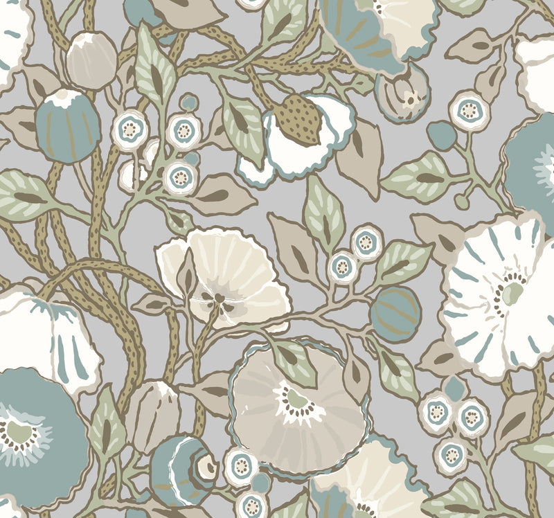 media image for Vincent Poppies Heather Wallpaper from the Greenhouse Collection by York Wallcoverings 220