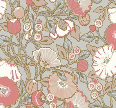 product image for Vincent Poppies Dove Wallpaper from the Greenhouse Collection by York Wallcoverings 44
