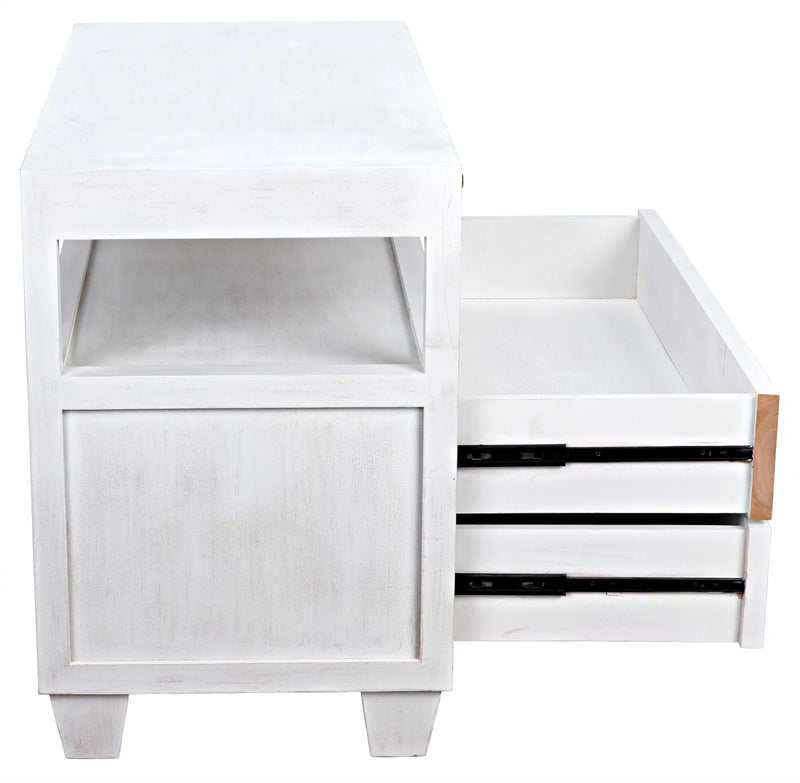 media image for 2 drawer side table w sliding tray in white wash design by noir 5 286