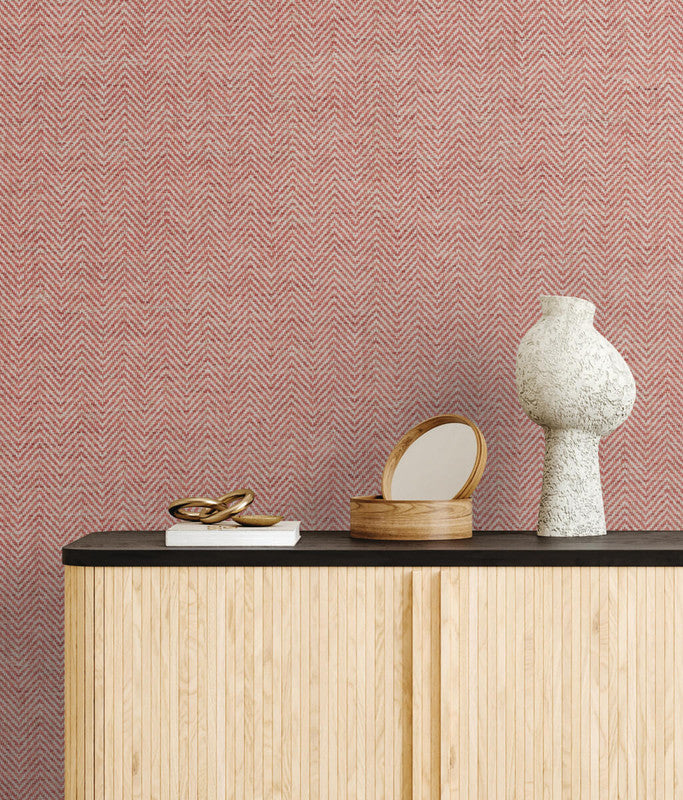 media image for Tailored Weave Wallpaper in Red 250