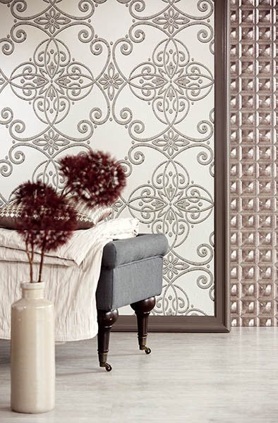 media image for Galina Scroll Damask Wallpaper from the Venue Collection by Brewster Home Fashions 243