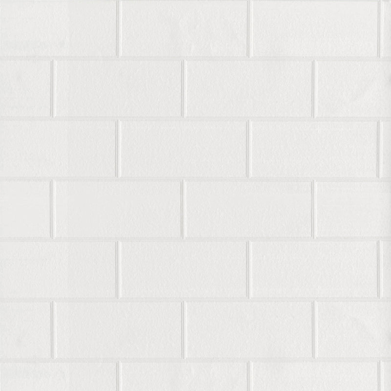 media image for Galley White Subway Tile Paintable Wallpaper by Brewster Home Fashions 253