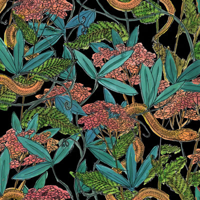 product image of Garden Snake Wallpaper in Neon Black 549