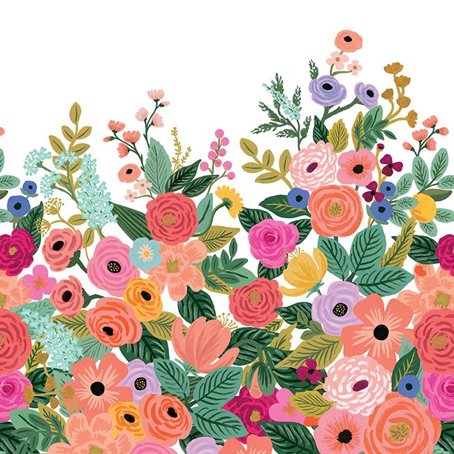 media image for Garden Party Wall Mural in Cream and Bright Pink from the Rifle Paper Co. Collection by York Wallcoverings 244