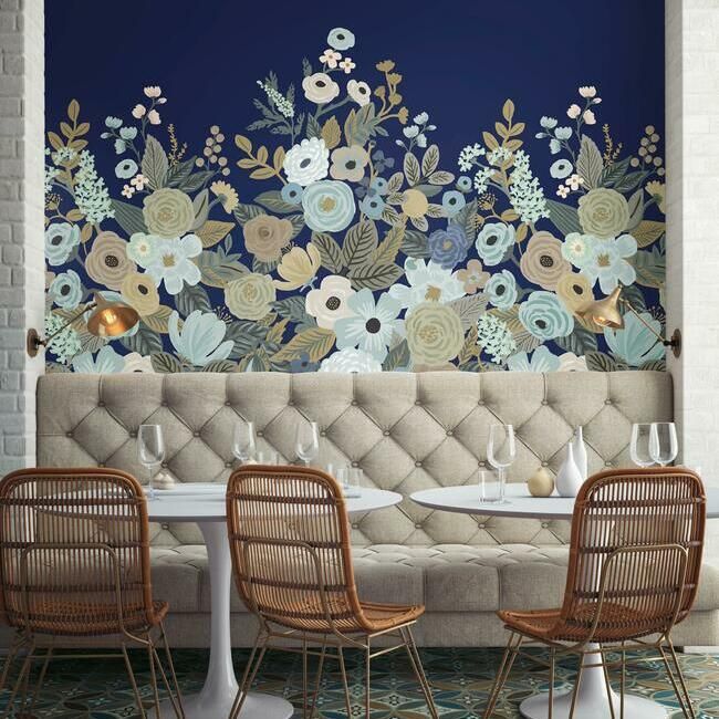 media image for Garden Party Wall Mural in Navy from the Rifle Paper Co. Collection by York Wallcoverings 277