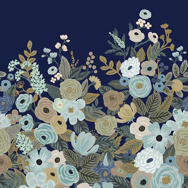 media image for Garden Party Wall Mural in Navy from the Rifle Paper Co. Collection by York Wallcoverings 219