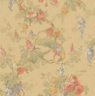 product image of Garden Linen Wallpaper in Neutrals and Multi from the Watercolor Florals Collection by Mayflower Wallpaper 559