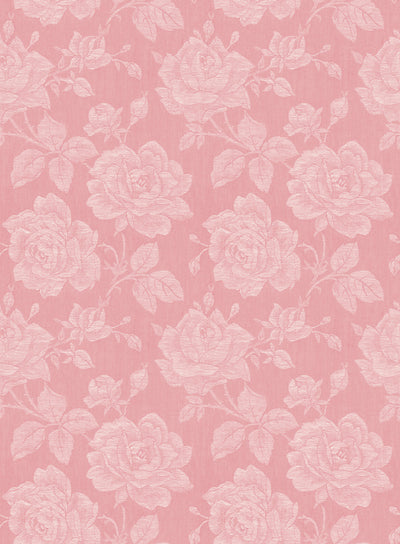 product image of sample garden rose wallpaper in coral from the spring garden collection by wallquest 1 581