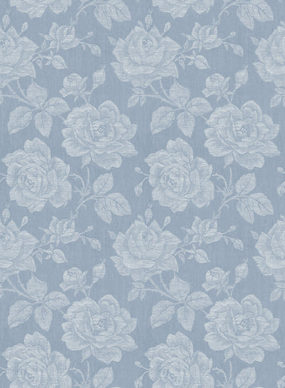 product image of sample garden rose wallpaper in denim from the spring garden collection by wallquest 1 573