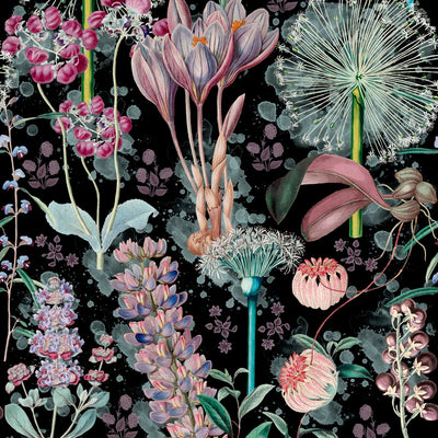 product image of Garden of Eden Wallpaper in Black and Mauve from the Florilegium Collection by Mind the Gap 526