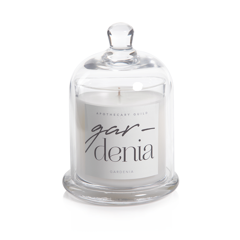media image for Gardenia Scented Candle Jar with Glass Dome 240