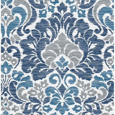 product image of Garden of Eden Damask Wallpaper in Blue from the Celadon Collection by Brewster Home Fashions 555