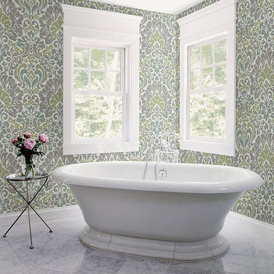 product image for Garden of Eden Damask Wallpaper in Green from the Celadon Collection by Brewster Home Fashions 18