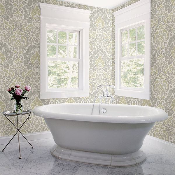 media image for Garden of Eden Damask Wallpaper in Yellow from the Celadon Collection by Brewster Home Fashions 275