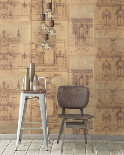 product image for Garnier Wallpaper in Taupe and Brown from the Histoire de L'Architecture Collection by Mind the Gap 28
